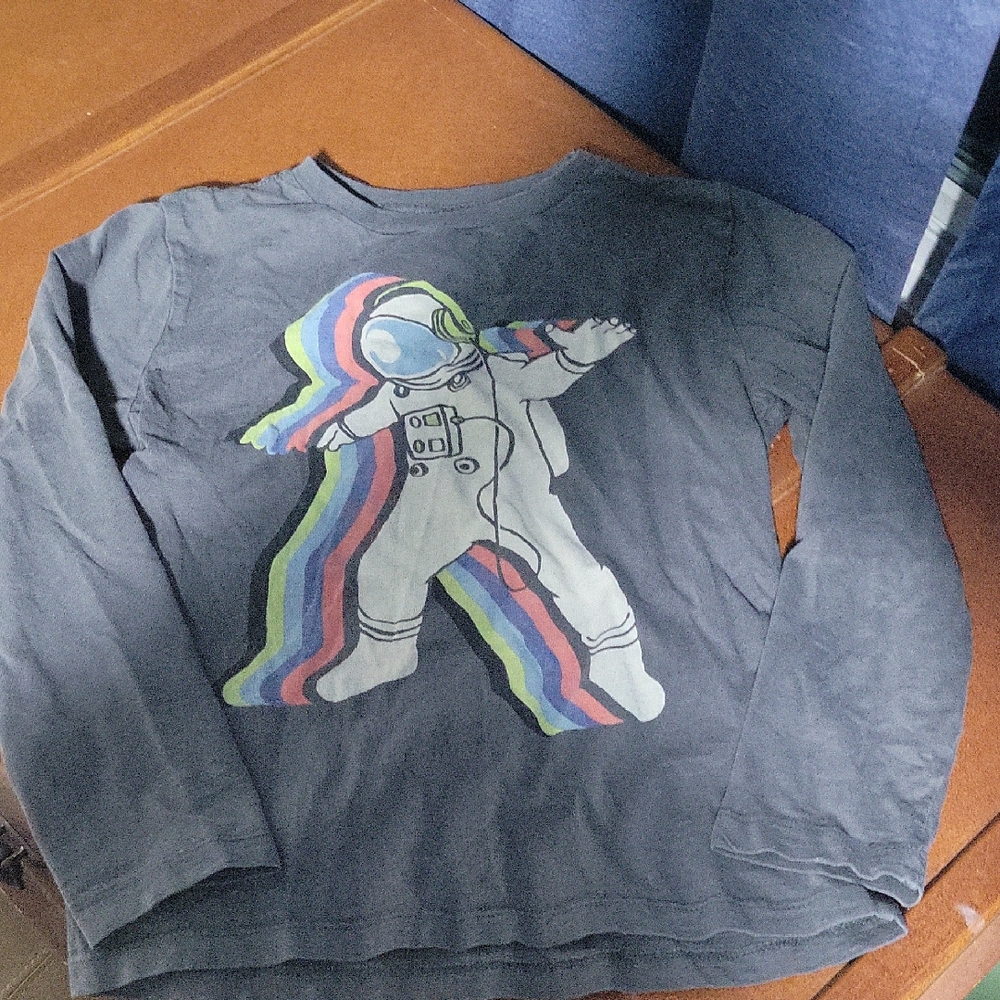 Gymboree Astronaut Rainbow Graphic Long Sleeve Tee - Gray